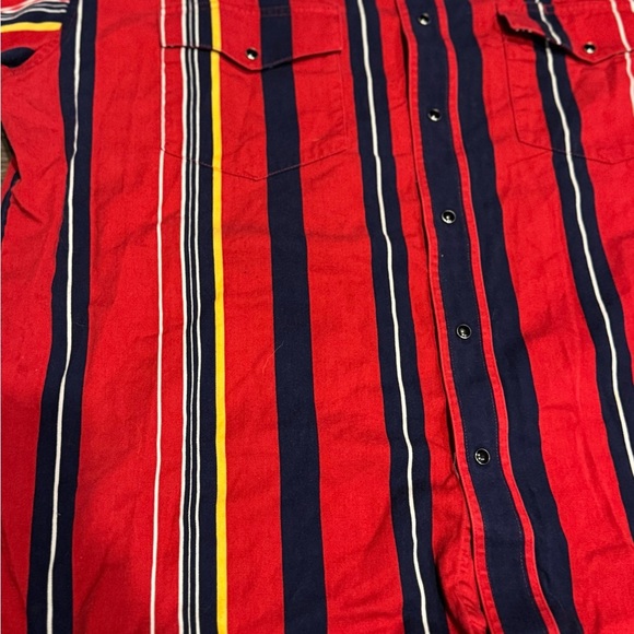 VTG Wrangler Shirt Mens XL Western Striped Brushpopper Rodeo Cowboy Pearl Snap - Picture 5 of 7